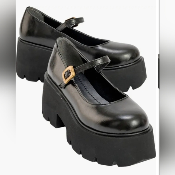 plataforma Shoes - Elegant Black Platform Mary Jane Shoes